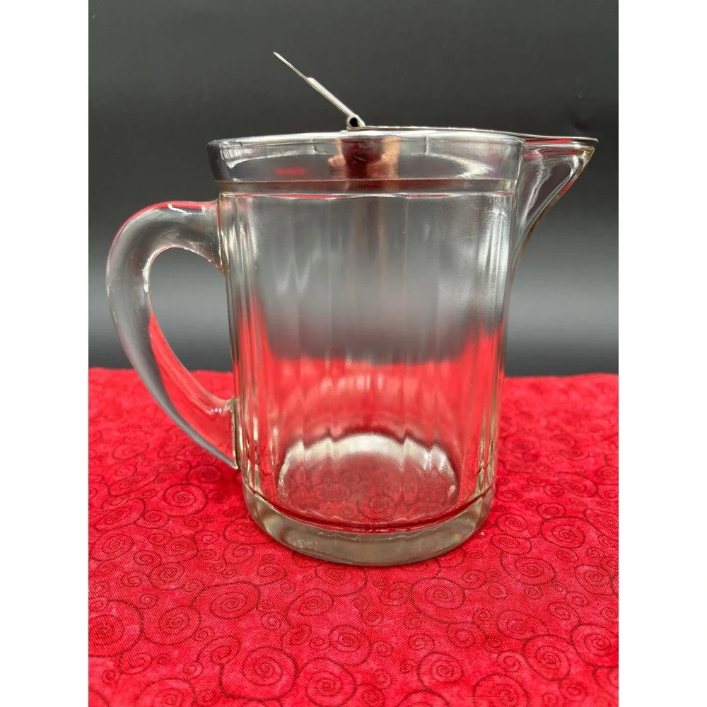 Vintage McKee Glass Syrup Pitcher, Grand Silver Co. Dispenser